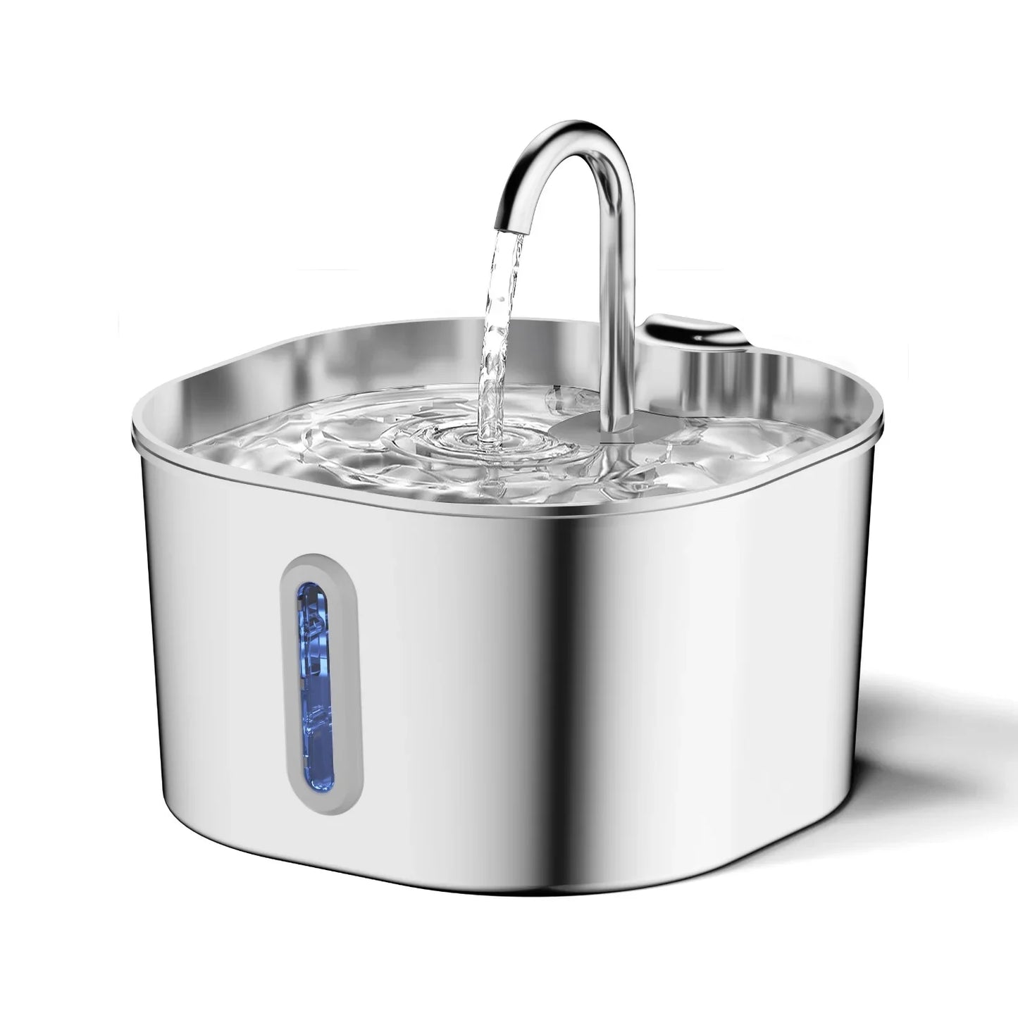 2.2L Stainless Steel Automatic Water Fountain - Silent Circulation with Visual Window